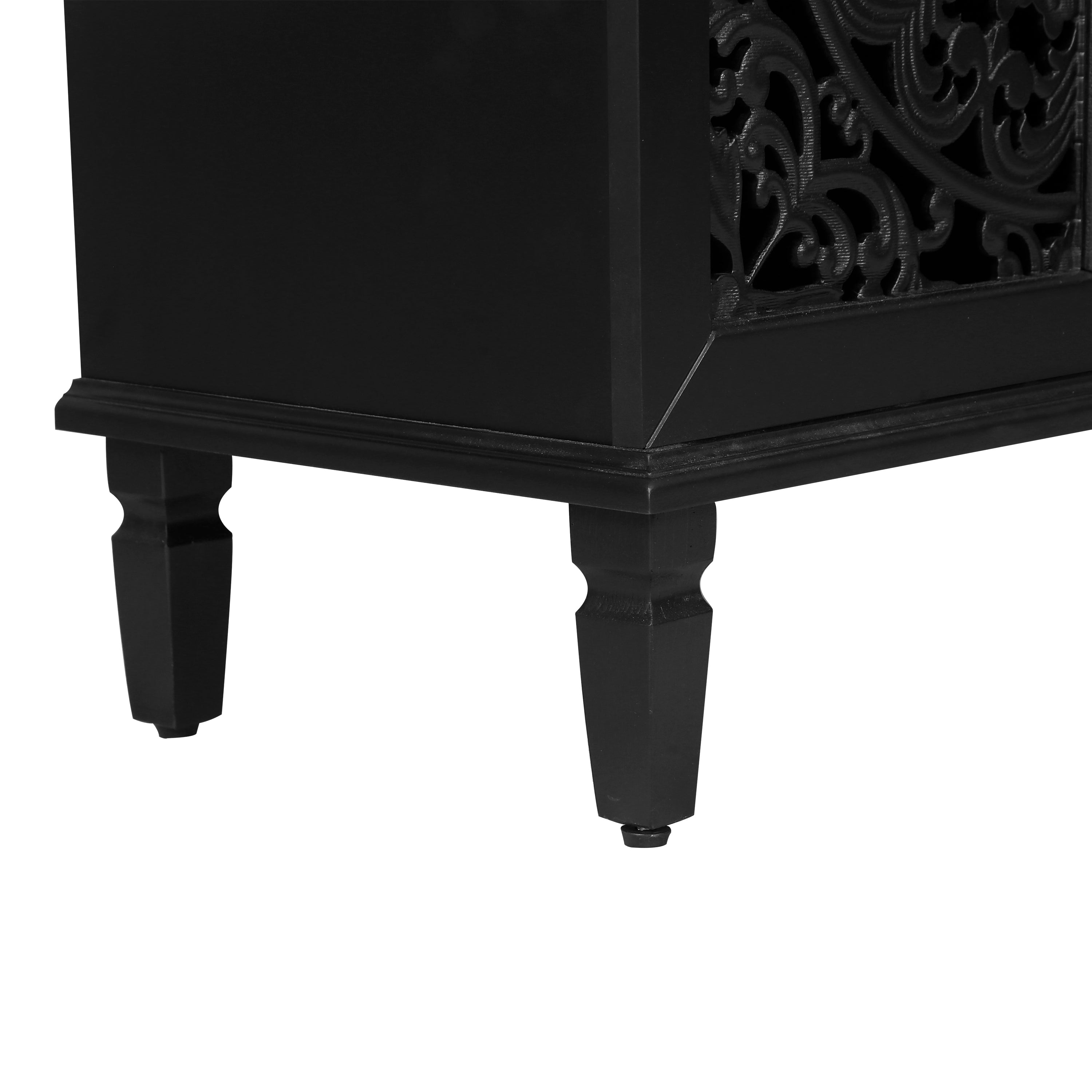60" Antique Buffet Cabinet with Floral Carvings