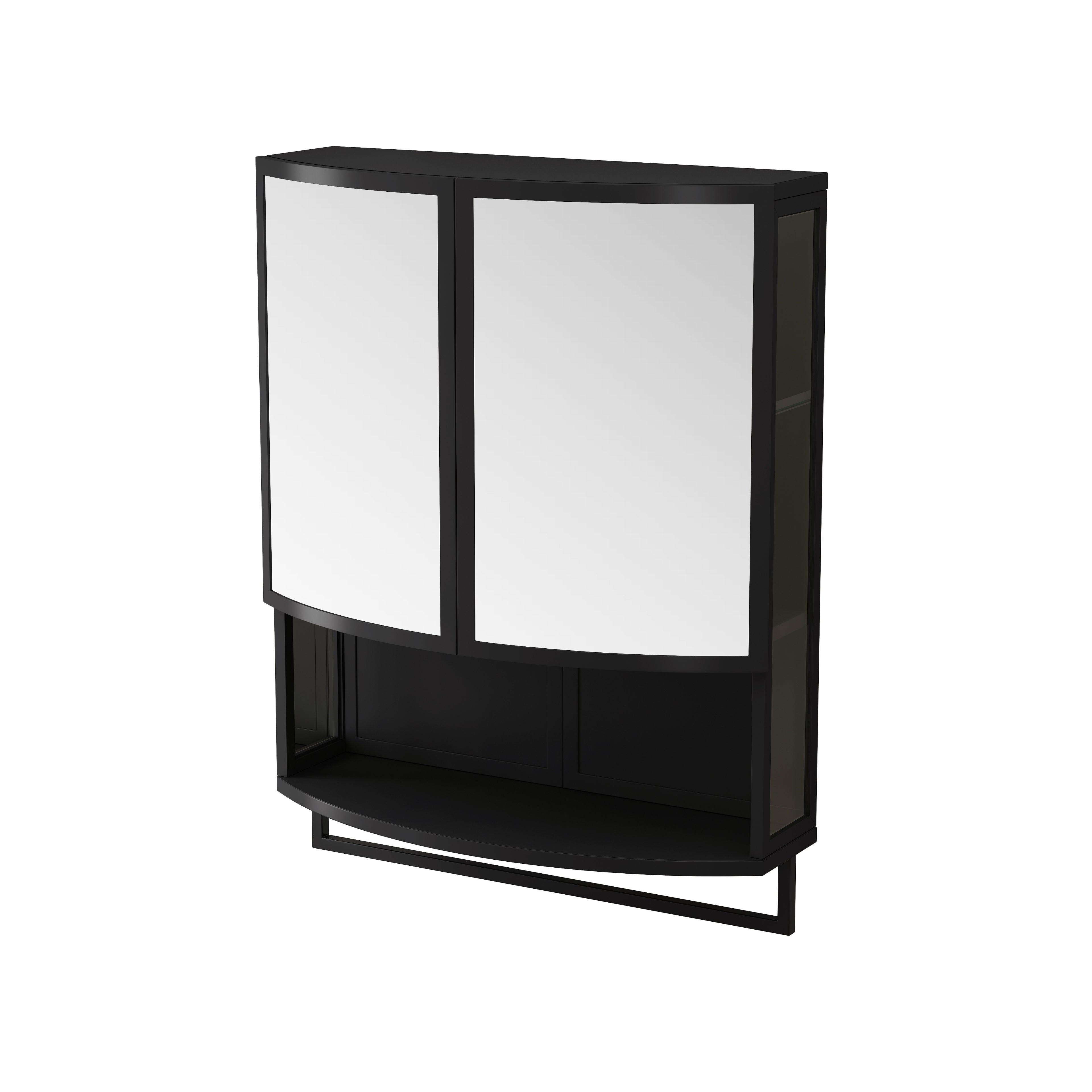 23.62" Modern Arched Glass Double-Door Wardrobe