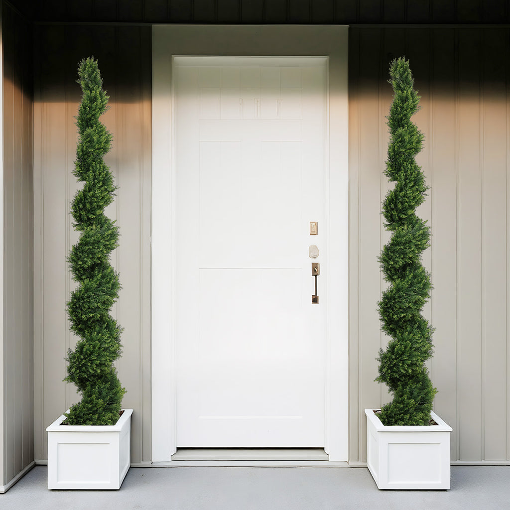 7FT Tall Artificial Two-Tone Cypress Pine Tree – Realistic Lifelike Faux Greenery with