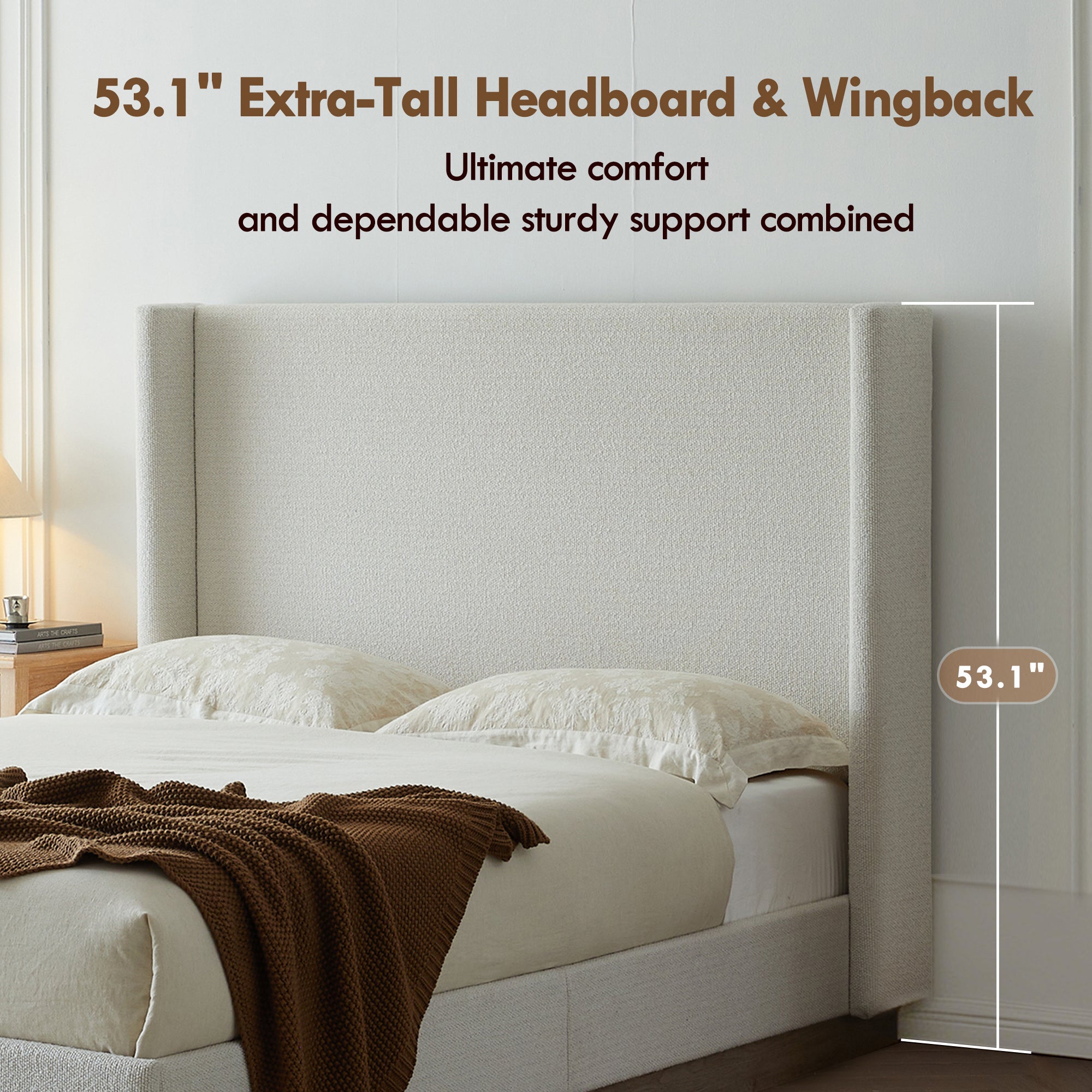 Hosford Upholstered Wingback Bed