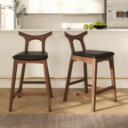 Hester Solid Wood Upholstered Square Bar Chair (Set Of 2)