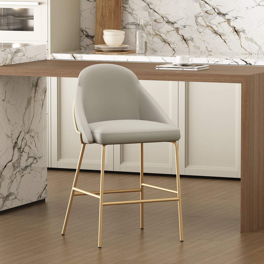 Gracie Metal Upholstered Counter Stool in Stone