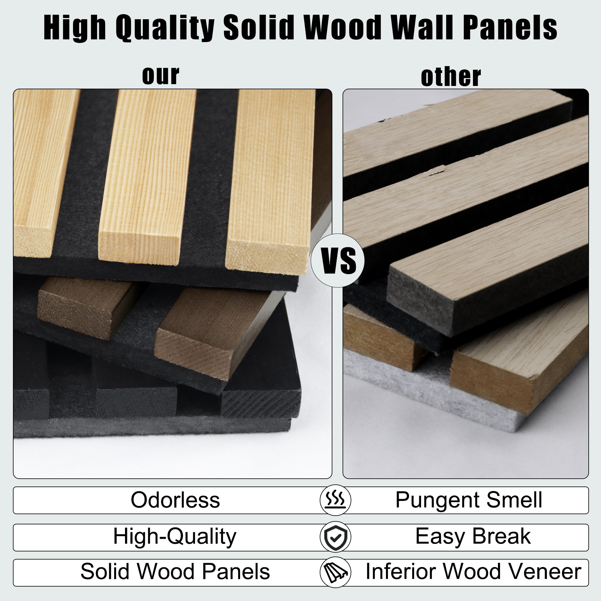 2 Pack Acoustic Solid Wood Wall Panels