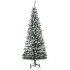HOMCOM 6' Tall Unlit Snow-Flocked Slim Artificial Christmas Tree