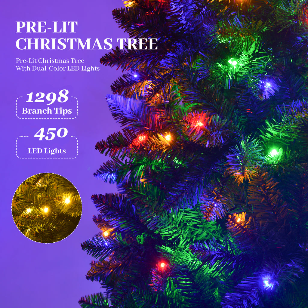 Prelit Pencil Christmas Tree, 9-Foot, Warm White & Multi-Color Lights