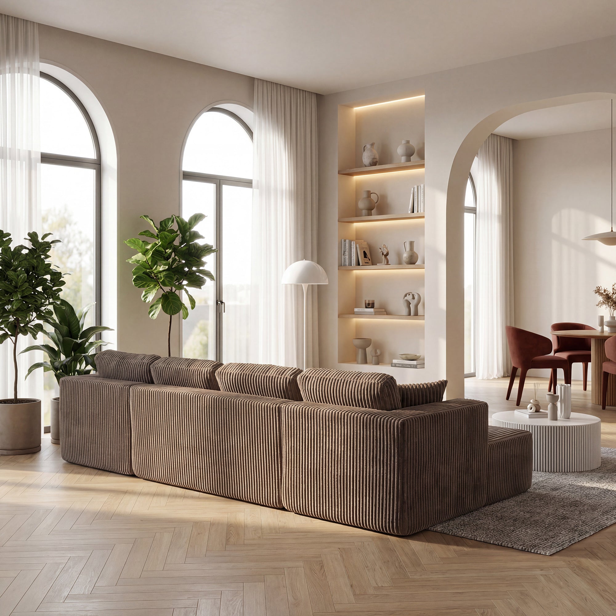 U Shape Modular Sectional Sofa - Khaki