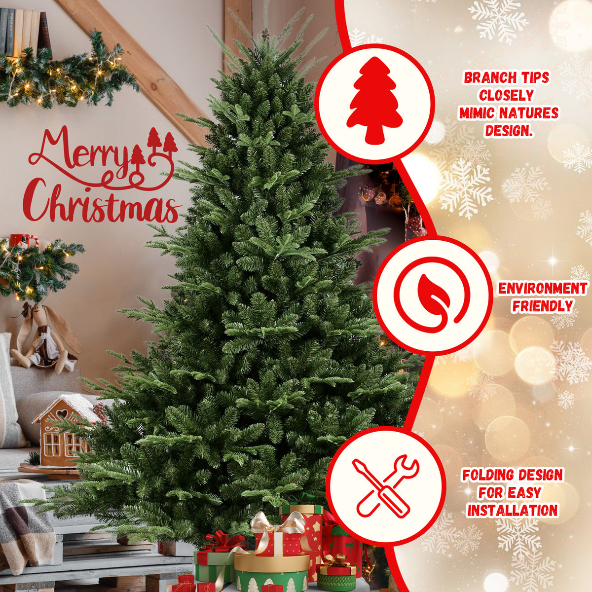 4FT Full-Shaped Christmas Tree with 714 Tips