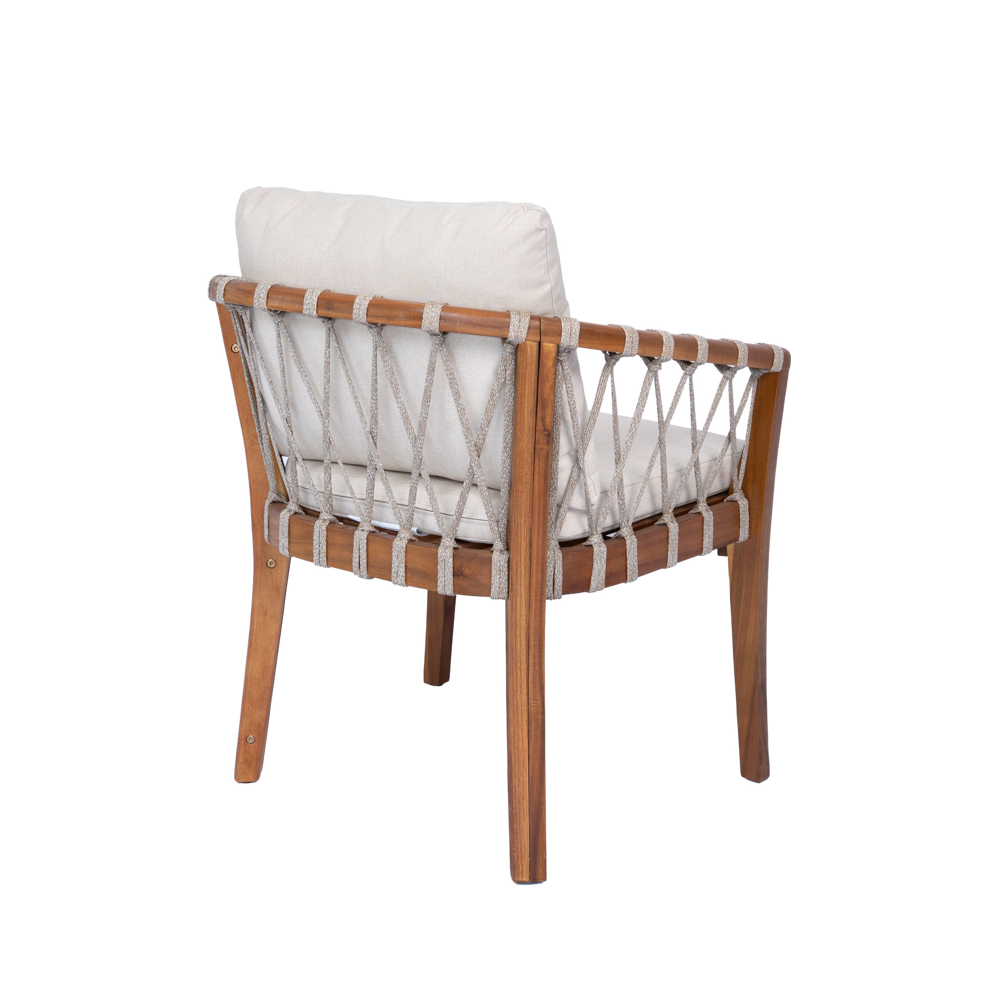 Outdoor Dining Chairs Set for 2, Acacia Wood Frame with Teak Finish