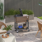 Outsunny Outdoor Cooler Cart - Rolling Beverage Ice Chest
