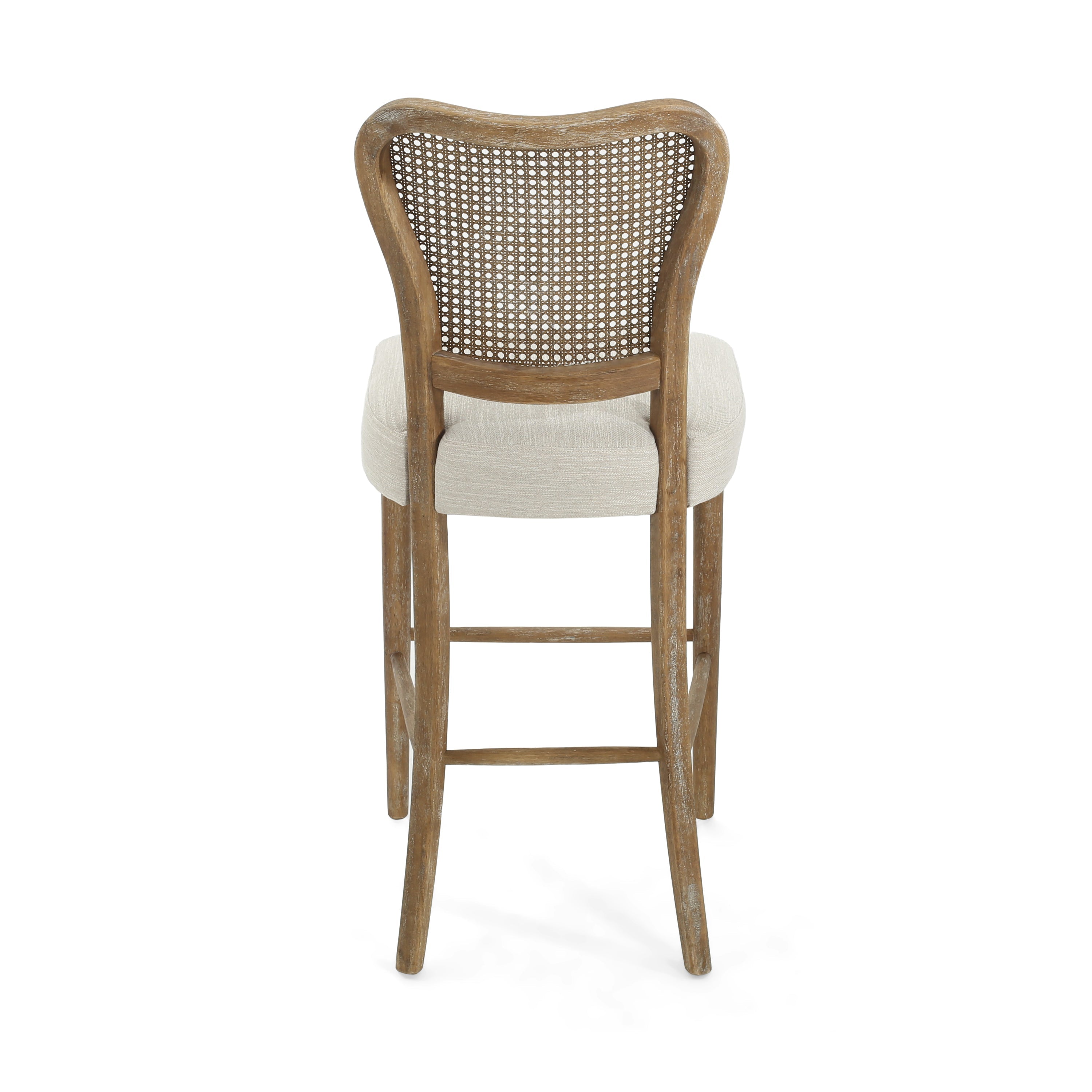 Cane-Back Upholstered Bar Stools Set of 2