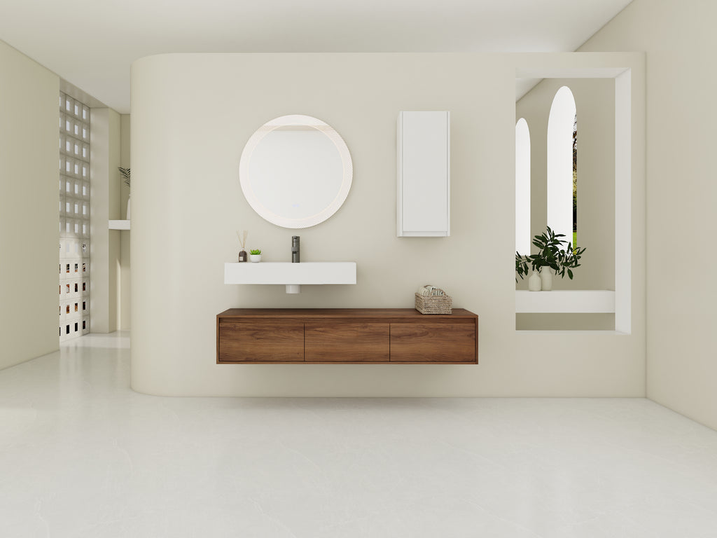 60 Inch Wall-Mounted Bathroom Vanity with Resin Sink