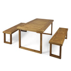 3Pcs Outdoor Acacia Wood Dining Set, Sandblast