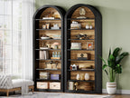 79.53" Tall 8-Tier Black Arched Open Bookshelf