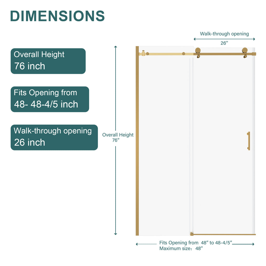 48"W x 76"H Single-Slide Shower Door