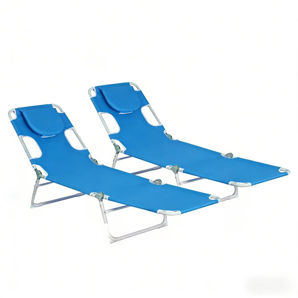 Set of 2 Portable Reclining Loungers