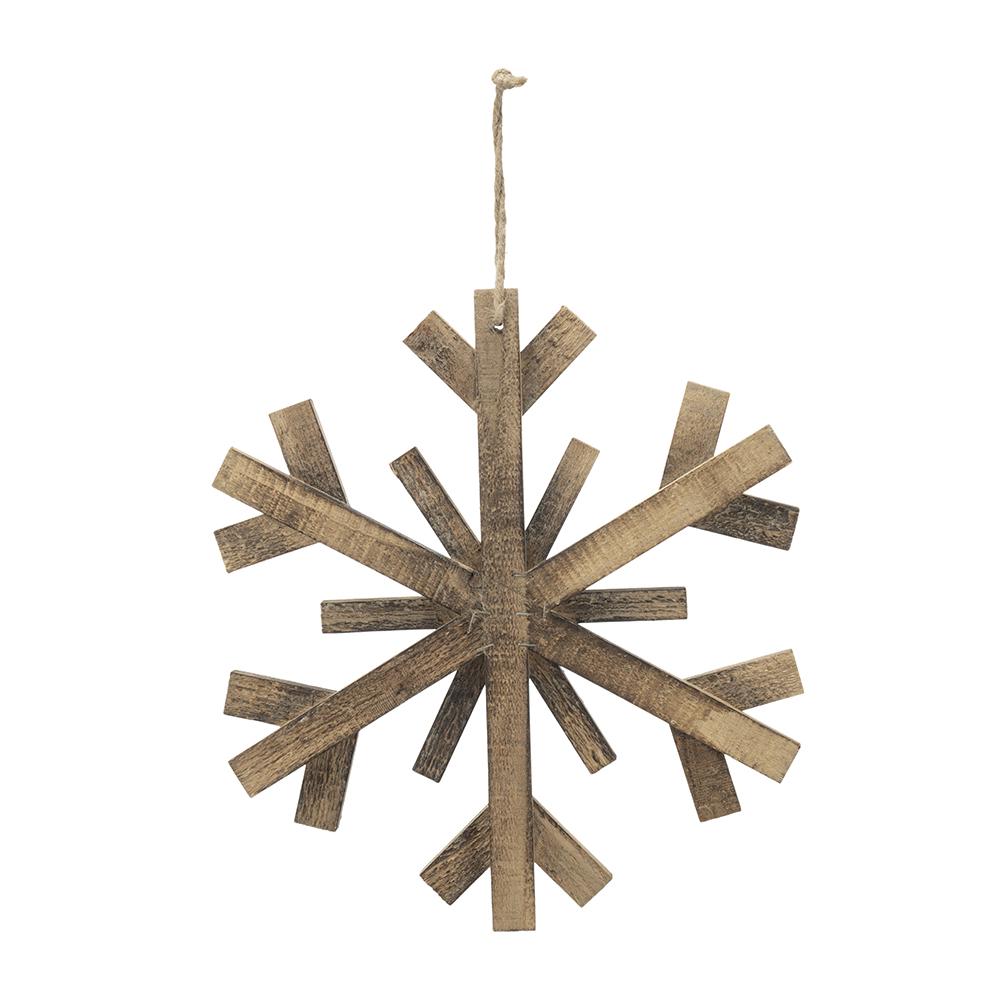 Large Fir Wood Snowflake Ornaments - Set of 2
