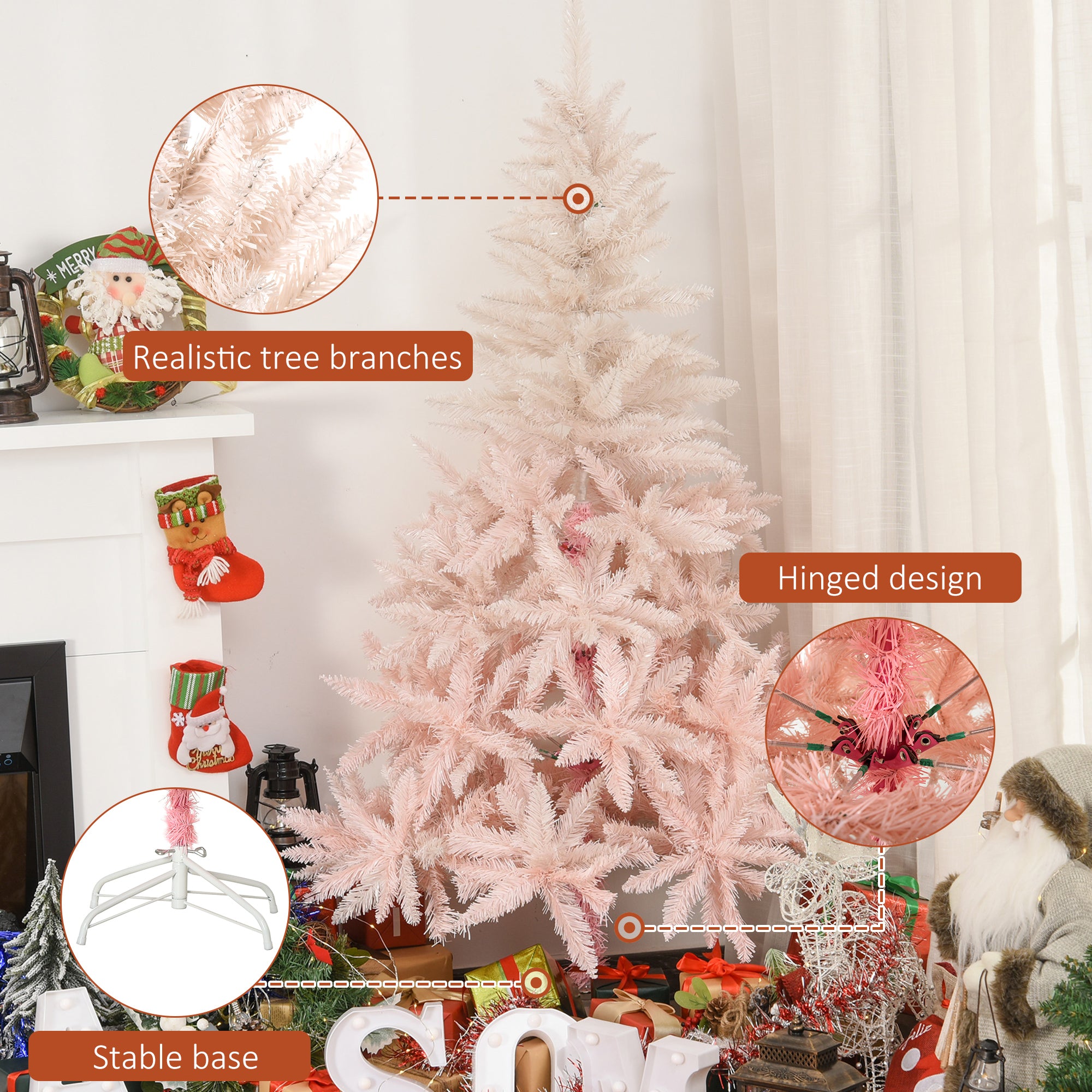 HOMCOM 7ft Unlit Spruce Artificial Christmas Tree with Realistic Branches