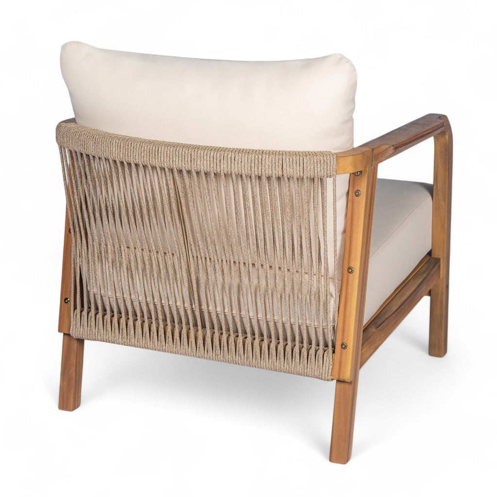 28" Outdoor Lounge Chair with Woven Backrest