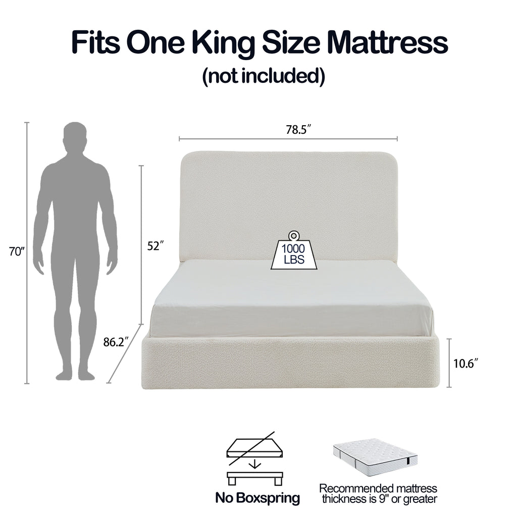 Canter Tall Headboard Upholstered Bed - Pearl