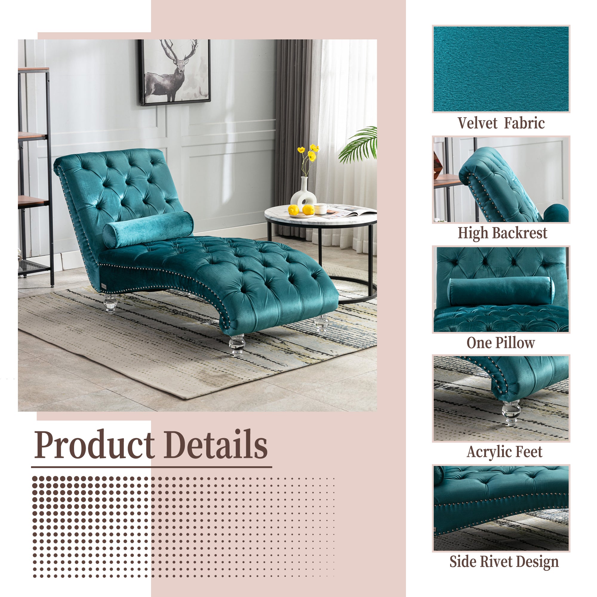 Velvet Chaise Lounge Indoor