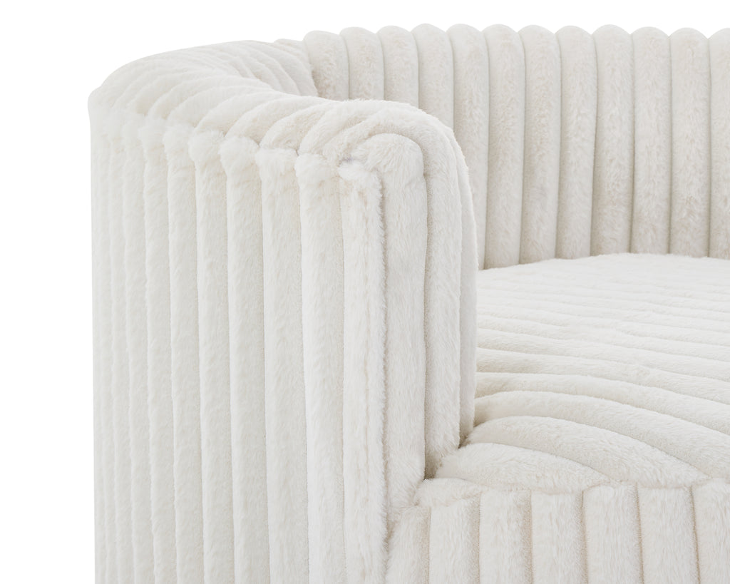 Malna Plush Wide Wale Corduroy Upholstered Barrel Accent Chair