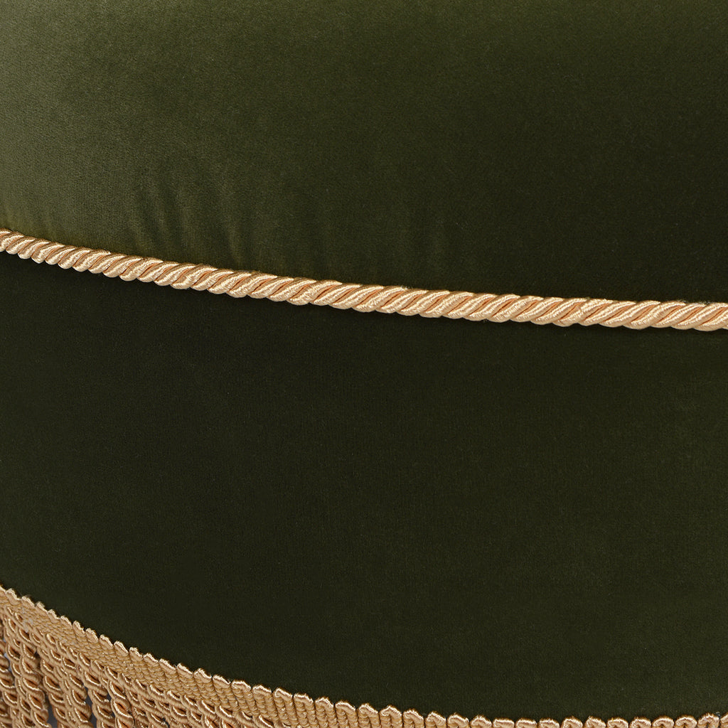Yolanda 24" Round Upholstered Accent Ottoman, Olive