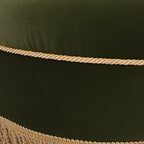 Yolanda 24" Round Upholstered Accent Ottoman, Olive