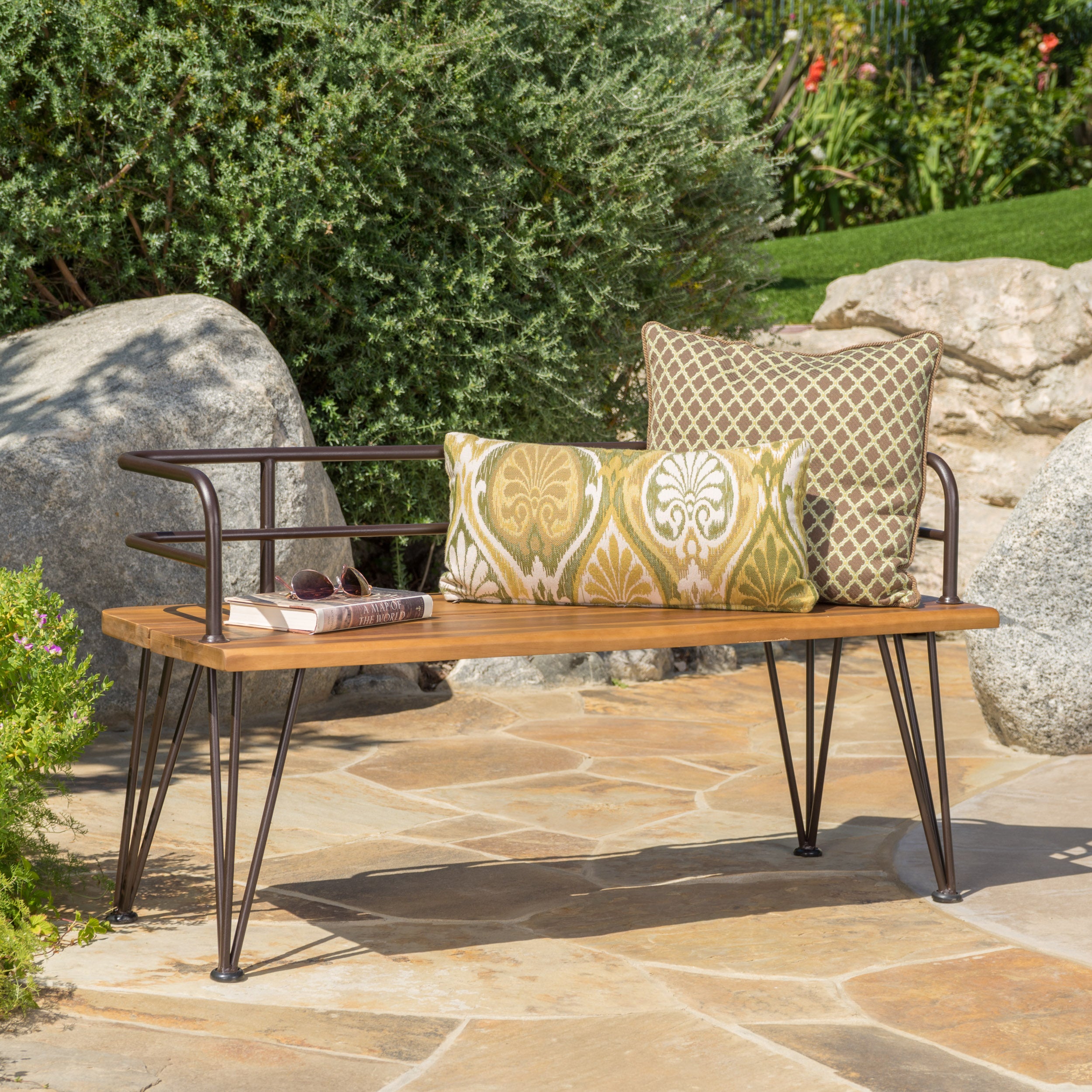 Zion Industrial Wood and Metal Bench