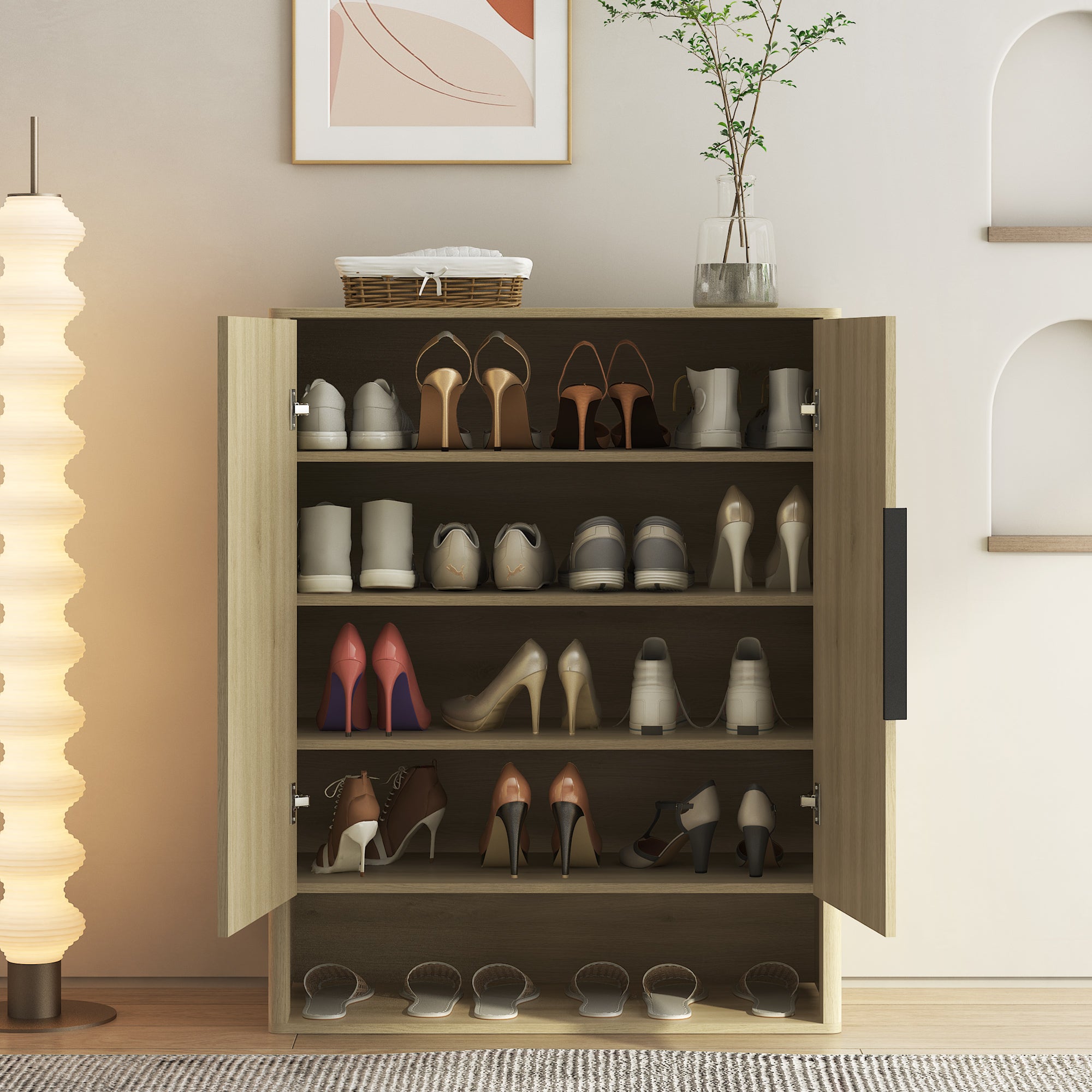 Wooden Shoe Storage Cabinet with Doors