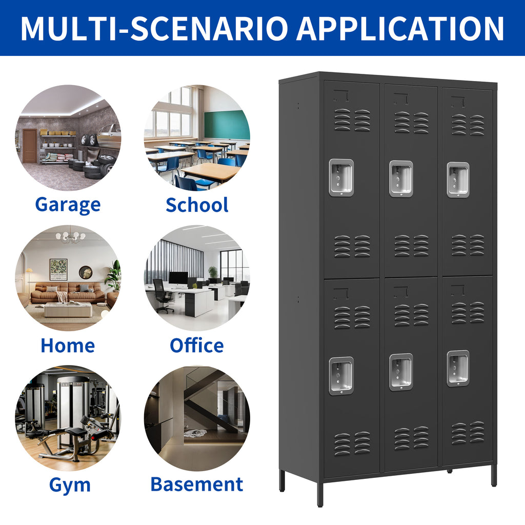 6 Door 72"H Metal Lockers With Lock for Employees