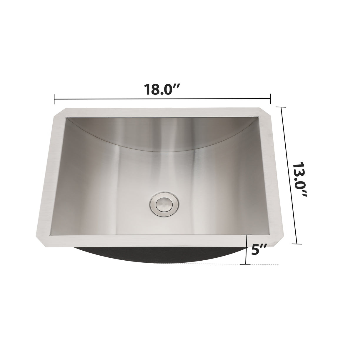 18"x13" Brushed Nickel Stainless Steel Undermount Bathroom Sink