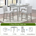 5 Piece Counter Height Table Set with Upholstered Chairs