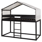 Twin Over Twin Wood Bunk Bed with Tent in Espresso