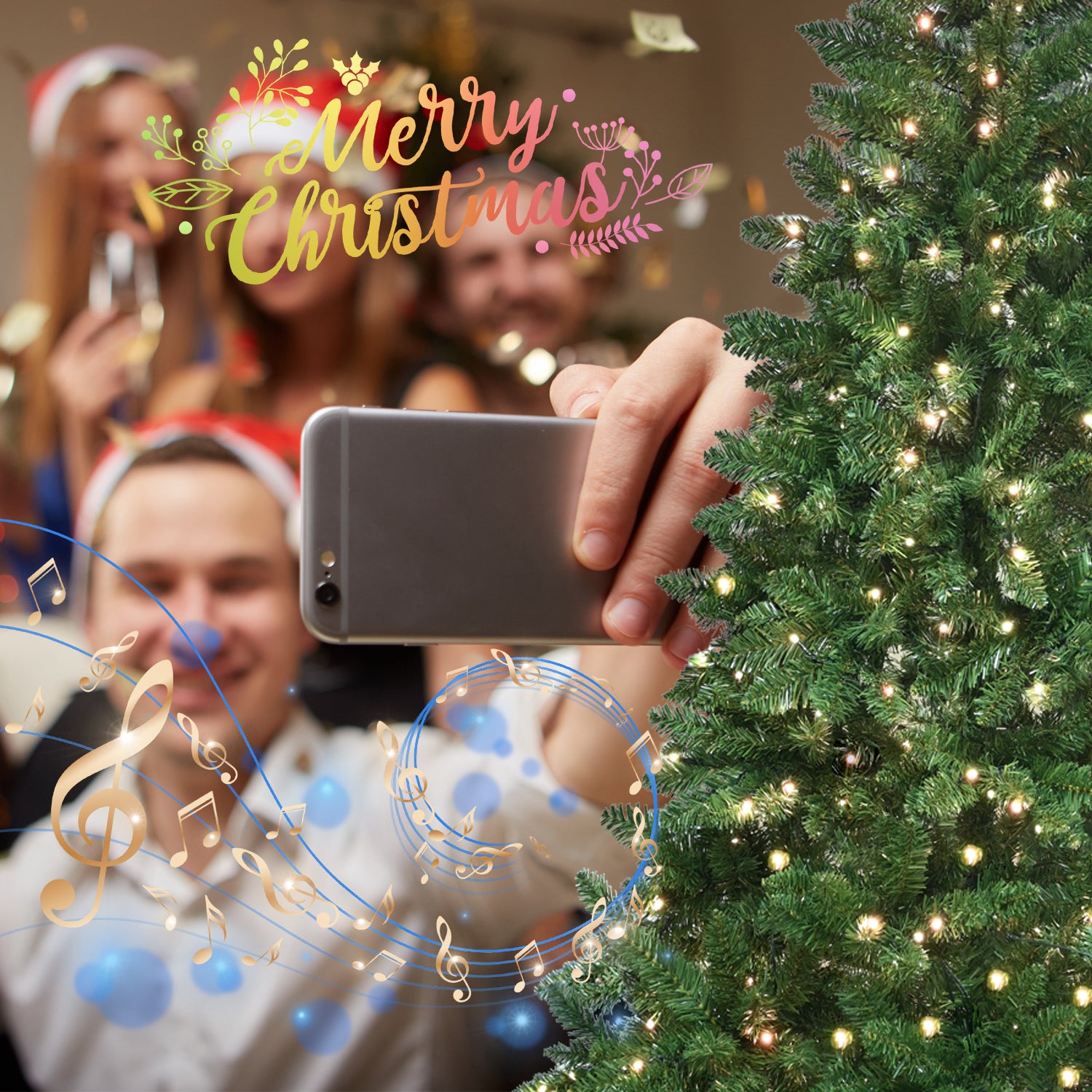 9ft WiFi-Controlled Christmas Tree with RGB Lights