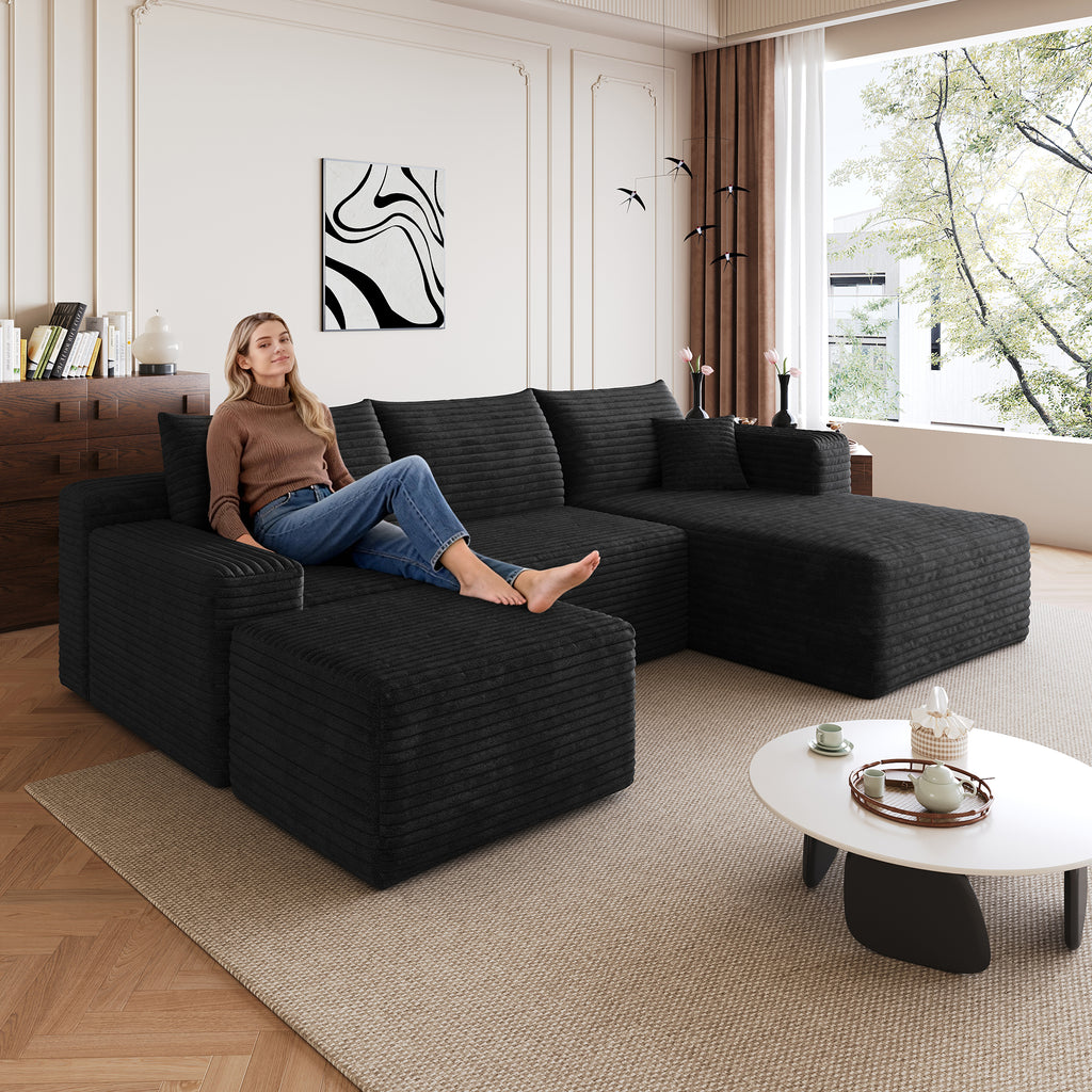 95" Cloud Sectional Sofa with Ottoman