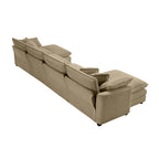 Corduroy Sofa - Modern Upholstered 4 Seater with Footstools