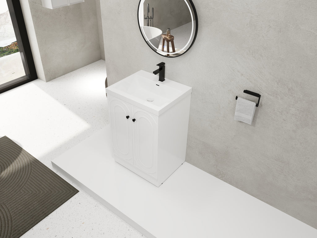 24" Freestanding Bathroom Vanity with Resin Sink