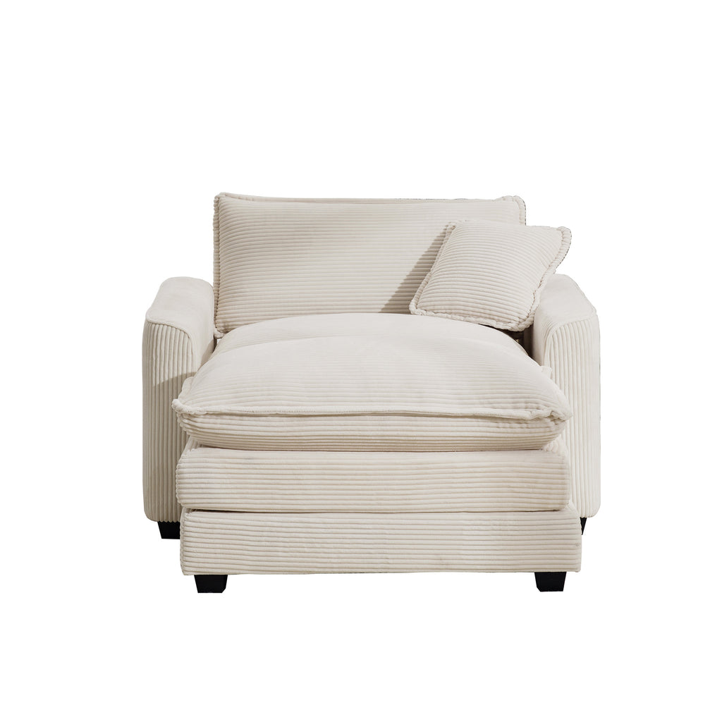 Comfortable Single Chair Deep Seat Sofa With Footstool