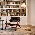 Majestic Brass Ring Base Curved Floor Lamp