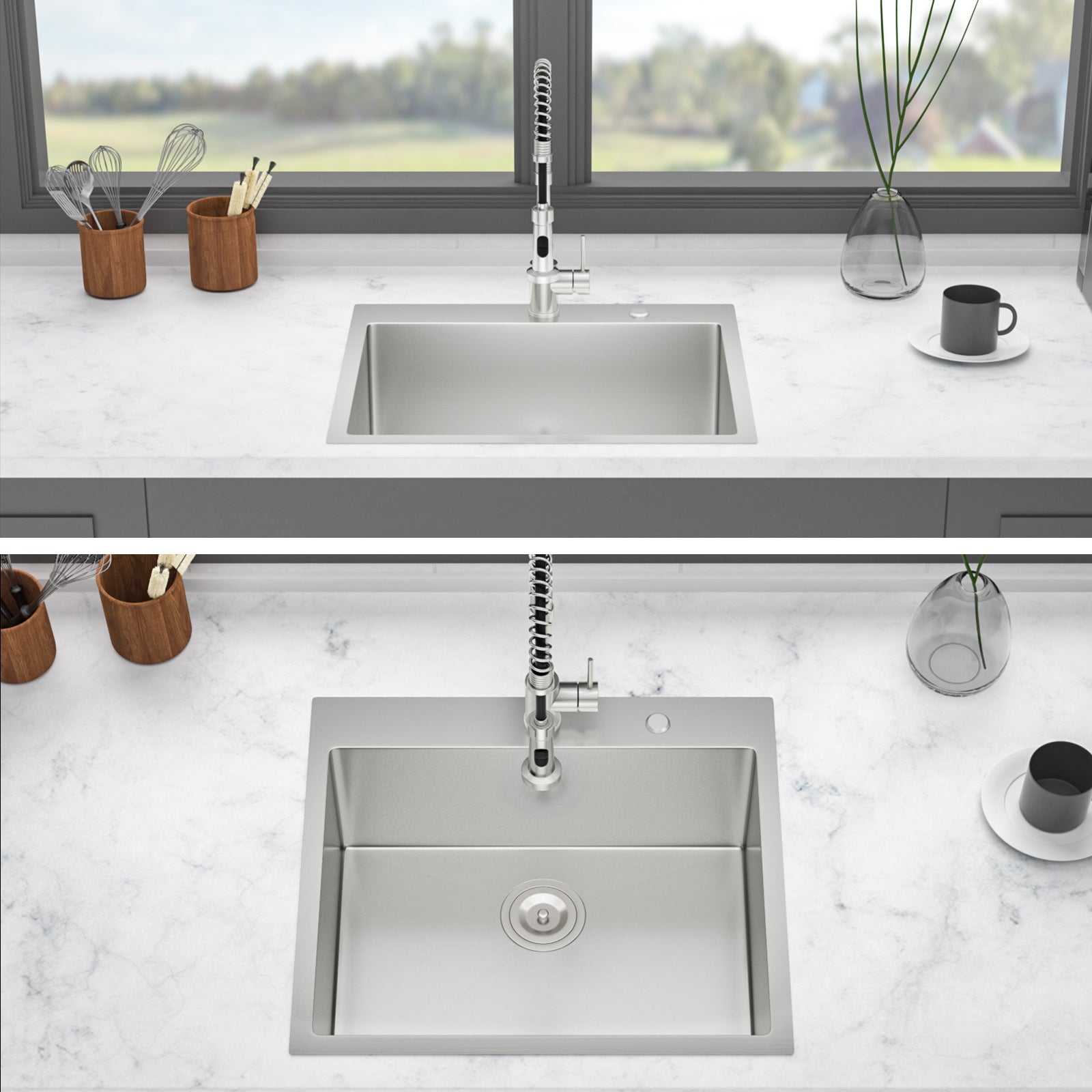 Stainless Steel Drop In Kitchen Sink - 25 x 22 x 10 Inch