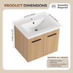 24" Floating Bathroom Vanity with Sink, Light