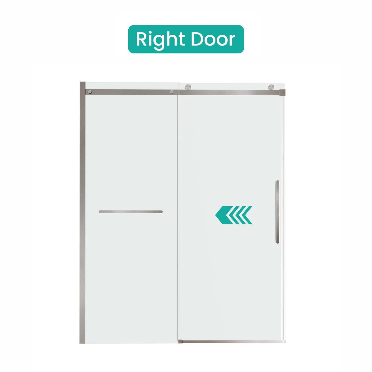 Frameless Sliding Shower Door, 56-60 Inch Width, 76 Inch Height, Brushed Nickel