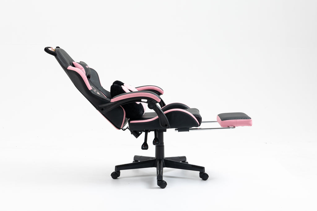 Cute Cat Gaming Chair with Paw Lumbar Cushion