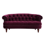 La Rosa Victorian Chesterfield Loveseat, Burgundy Velvet