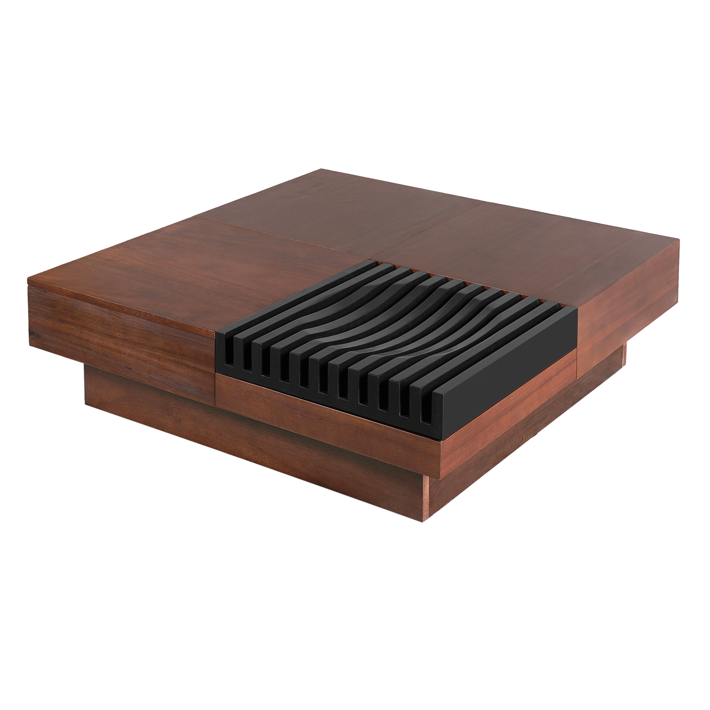 Italian Retro - Inspired Acacia Wood Storage Coffee Table