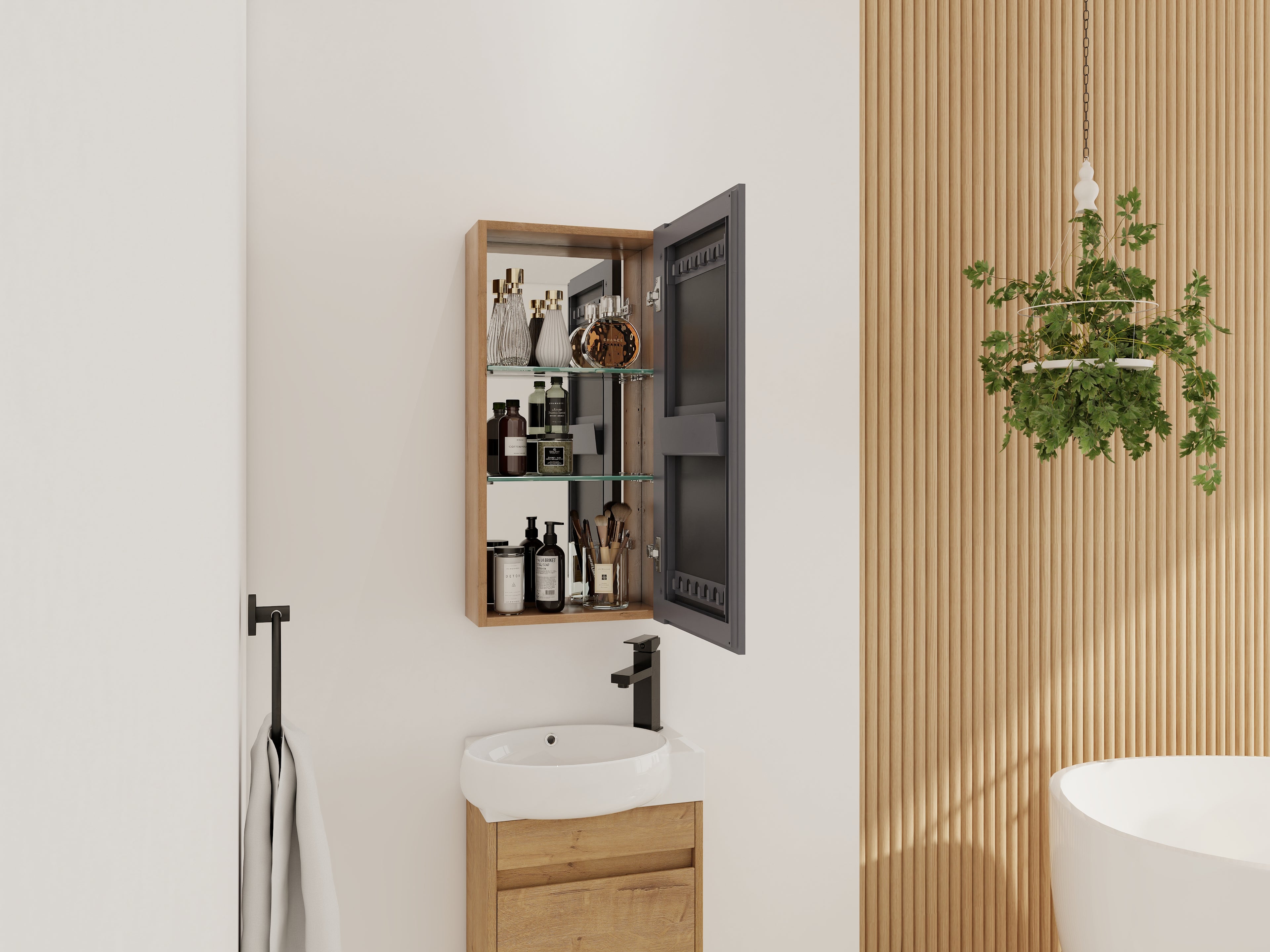 14" Bathroom Mirror Cabinet with Storage