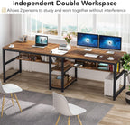 78.7" Double Desk for Two Persons with Bookshelves