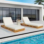 Lounge Chaise Set in Acacia Solid Wood with Lounge Cushion