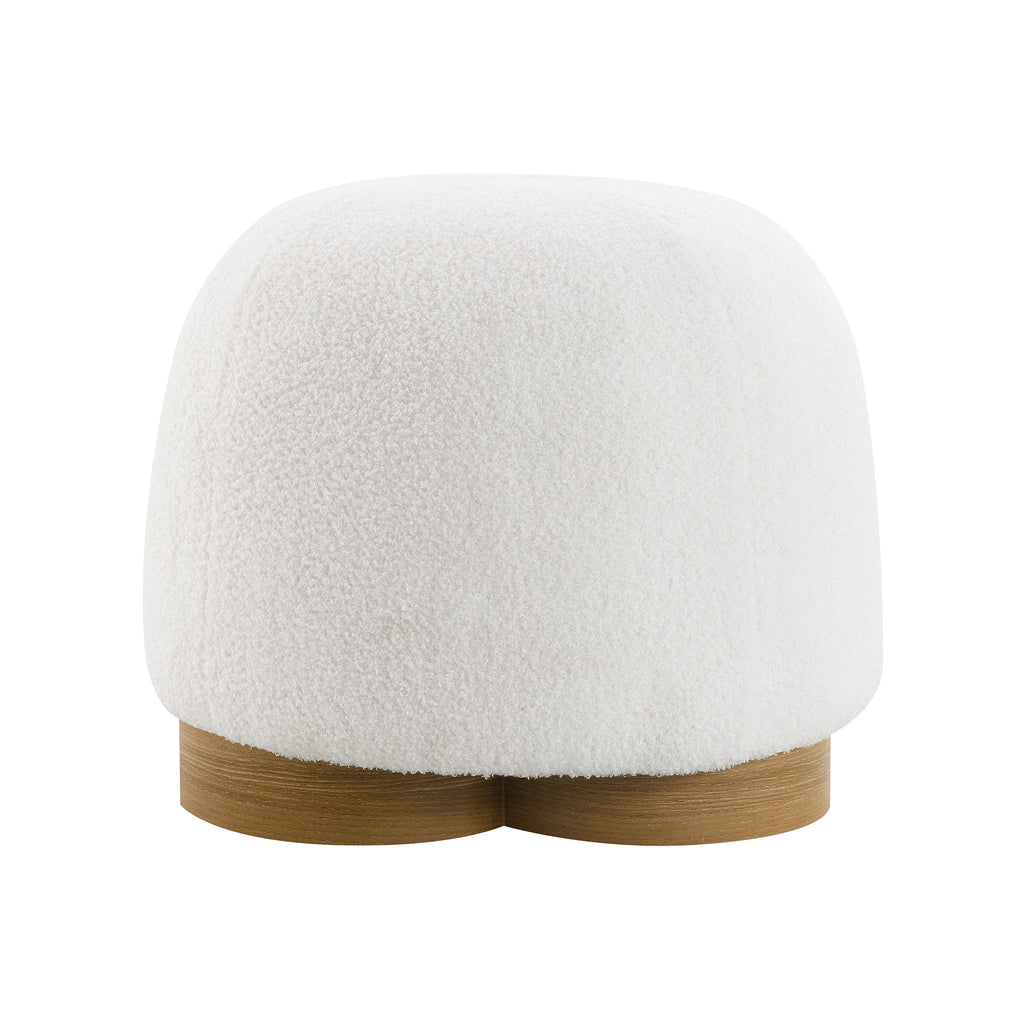 Fully Assembled Round Soft Teddy Fabric Upholstered Ottoman