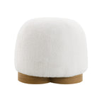 Fully Assembled Round Soft Teddy Fabric Upholstered Ottoman